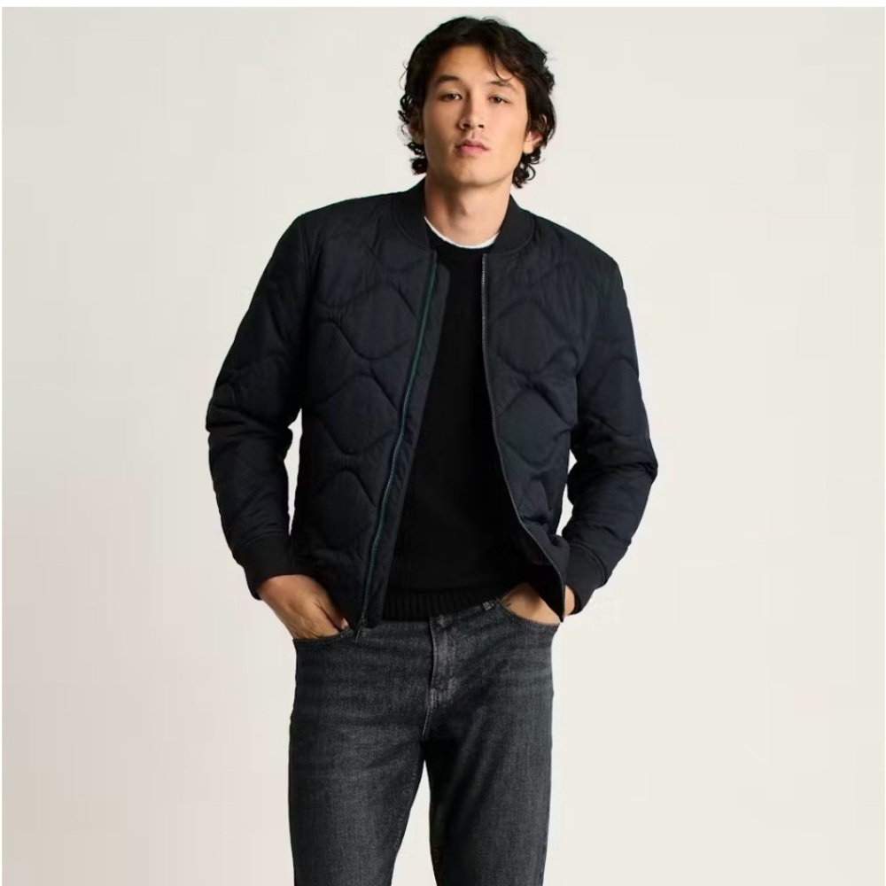 Bonobos The Quilted Nylon Bomber Black Mens Large Outdoor Streetwear Fall Jacket